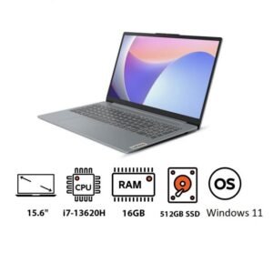 Lenovo IdeaPad Slim 3 15IRH8 83EM007VED Laptop, Intel Core i7-13620H, 512GB SSD, 16GB RAM, 15.6 Inch, FHD Display, Integrated Intel UHD Graphics, Windows 11 – Arctic Grey with Laptop Casual Toploading Bag, Black