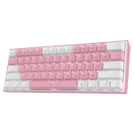 Redragon K617 FIZZ 60% Wired RGB Gaming Keyboard, 61 Keys Compact Mechanical Keyboard w/ White & Pink Mixed-Colored Keycaps, Linear Red Switch, Pro Driver Support