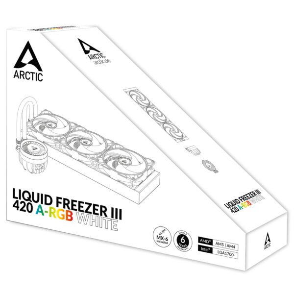 ARCTIC Liquid Freezer III 420 A-RGB (White) Multi Compatible All-in-One CPU Water Cooler with A-RGB