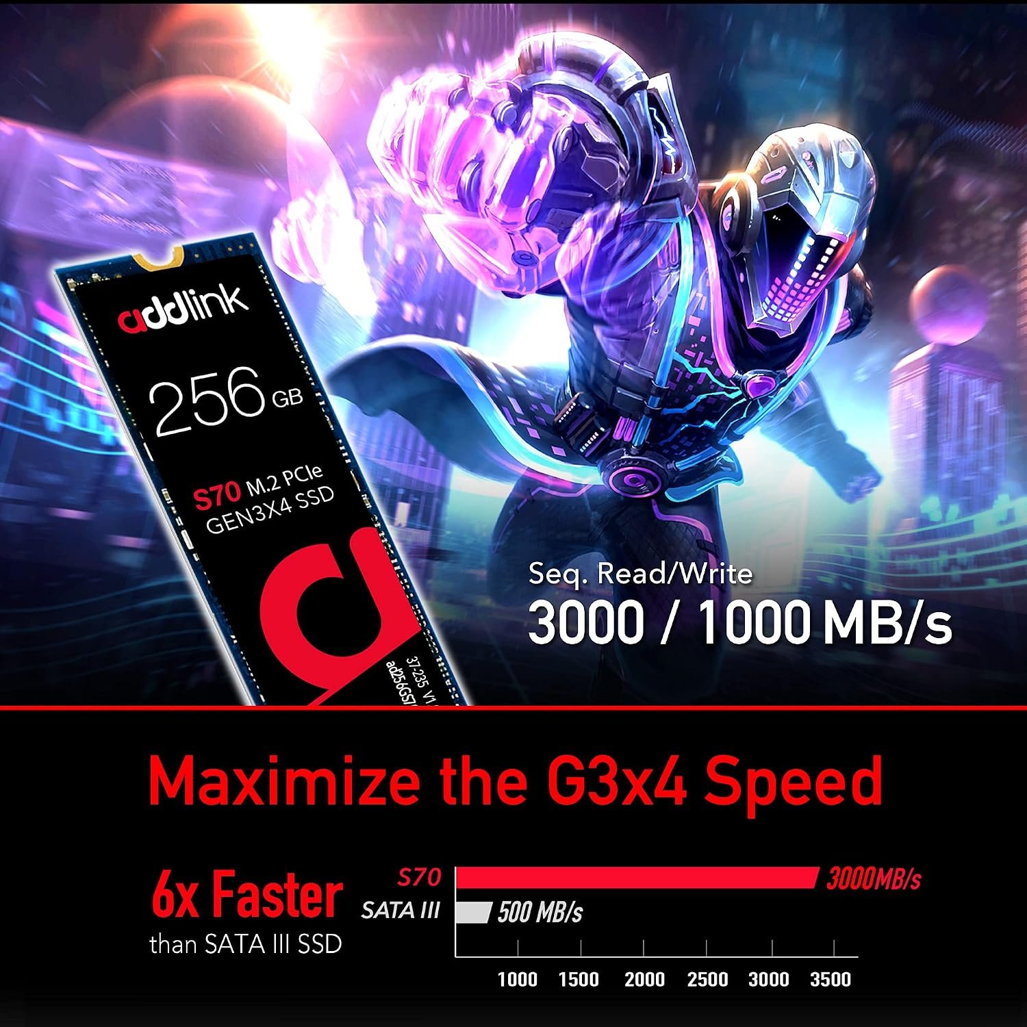 addlink S70 Lite PCIe Gen3x4 NVMe 1.4 256GB - Image 3